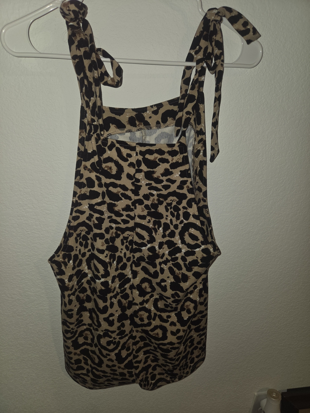 Leopard Print Tie-Strap Kids One-Piece Romper - Tan & Black